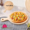 Elegant Wooden Round Pizza Plate Tray with Handle 10.5 Inch - EH0095