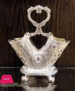 Gorgeous Cutlery Holder 9.5 Inch Silver Plating with Stones