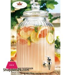 Imperial Collection Beverage Dispenser with Lid Round  Glass 4.73 Liter