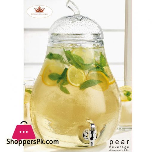 Imperial Collection Pear Beverage Dispenser with Lid 9.2 Liter