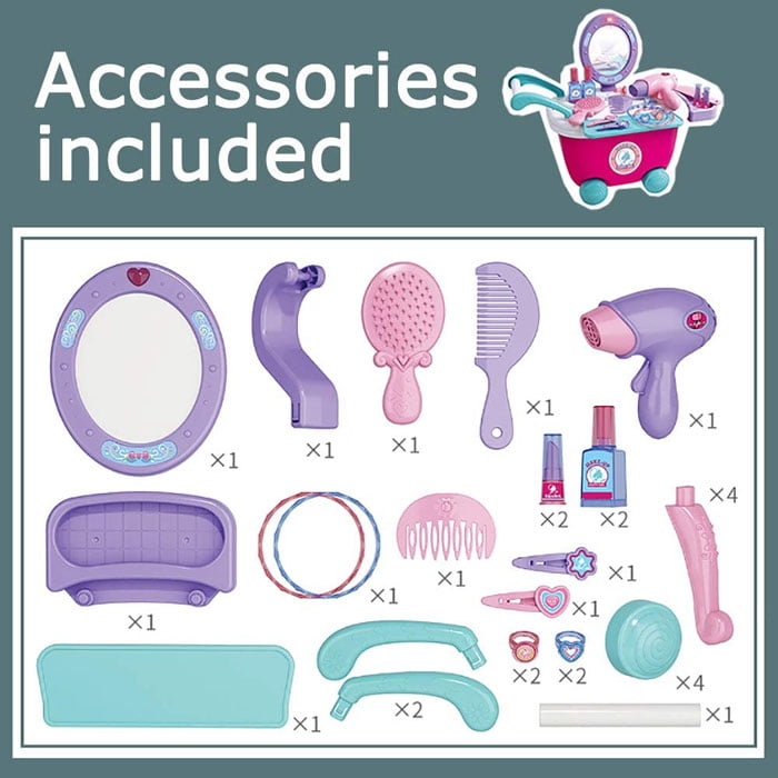 Kids Make Up Set 2-In-1 Vanity Dressing Table Play Set (36 Pcs)