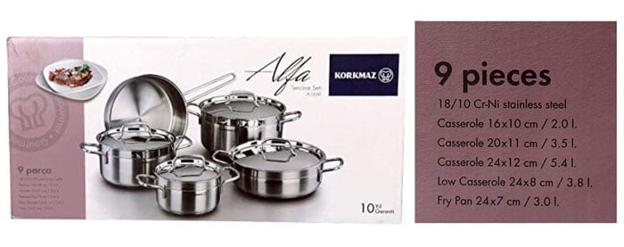 Korkmaz Alfa Cookware Set Of 9 Pieces - A1660