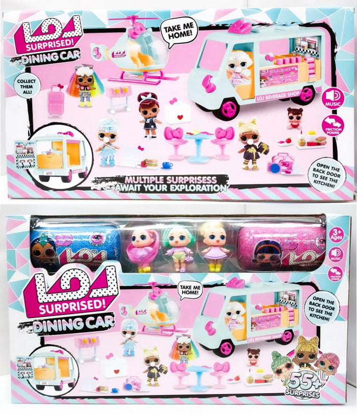 Lol Dinning Car Restaurant With Dolls And Furniture + 2-Capsules 55 Items K5630