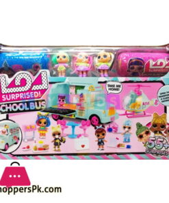 LOL School Bus + Helicopter with 3 Dolls 2 Capsules and other Accessories K5631
