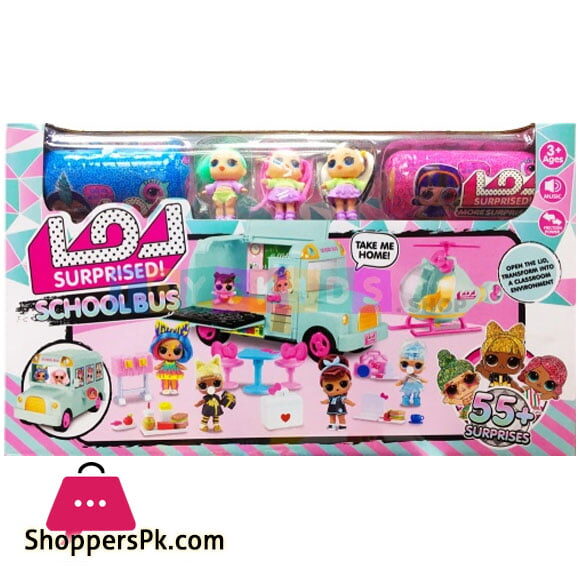 Lol School Bus + Helicopter With 3 Dolls 2 Capsules And Other Accessories K5631