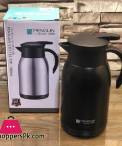 Penguin Stainless Thermo Steel Double-Wall Vacuum Insulated Coffee Pot Capacity-1000ML Hot or Cold for 18-24 hours 