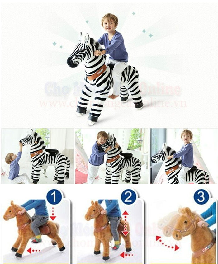 Pony Ride Ride On Rocking Cycle Zebra X- Large over 5 Years Kids