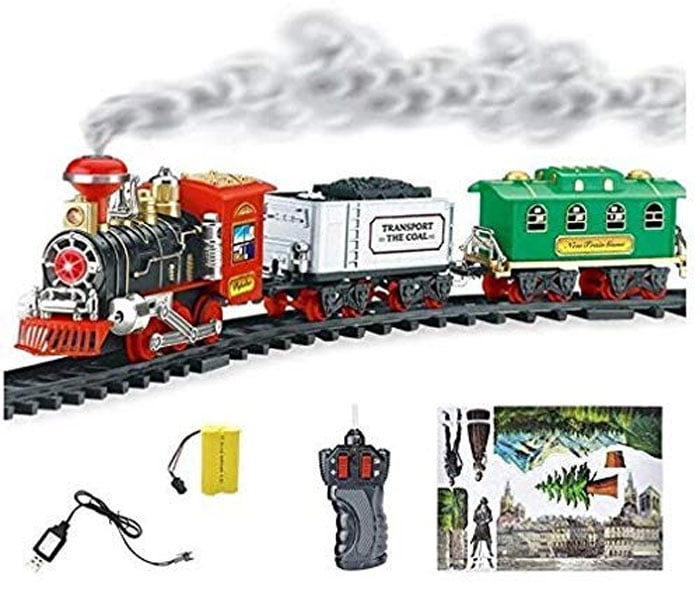 Remote Controlled Train And Track Set With Real Smoke Sound And Light