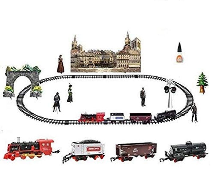 Remote Controlled Train And Track Set With Real Smoke Sound And Light