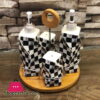 Checkered Design Salt & Pepper Shaker Set 4 Pcs Sauce Set