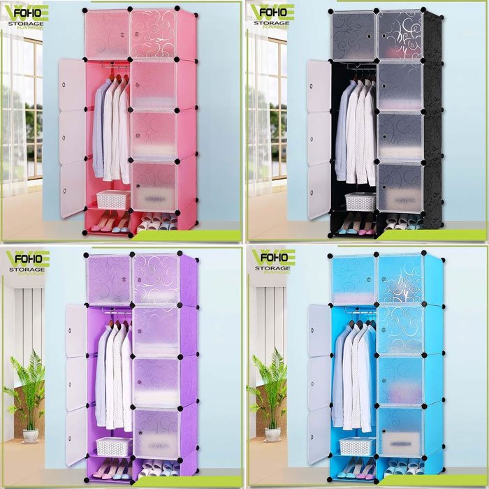 10 Cubes Cabinet Plastic Wardrobe With Shoe Rack