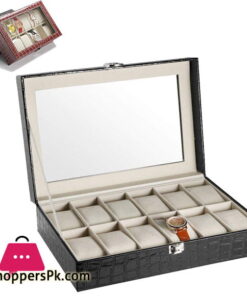 12 Gird Watch Storage Box Organizer Watch Case with Leather Finish