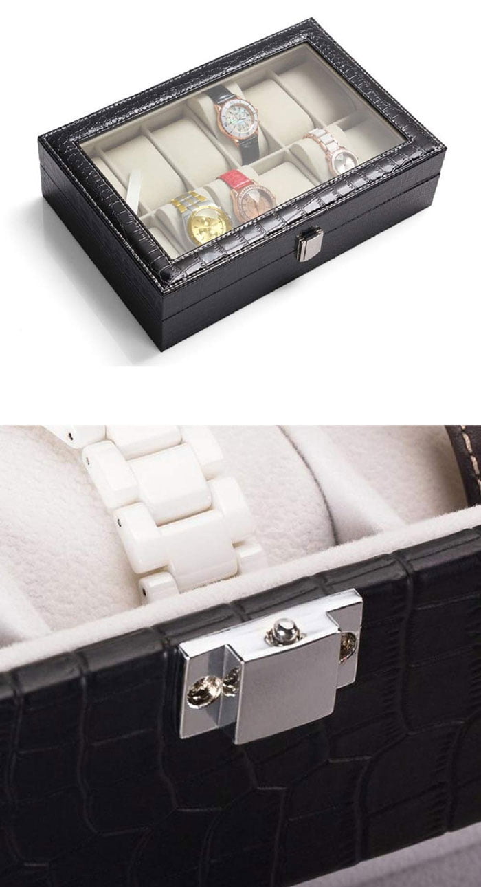 12 Gird Watch Storage Box Organizer Watch Case With Leather Finish