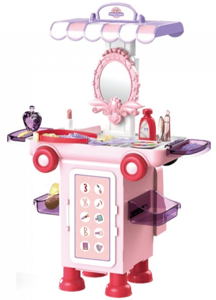 2 In 1 Pretend Play House Toilet Table Mobile Makeup Beauty Cartoon Bus