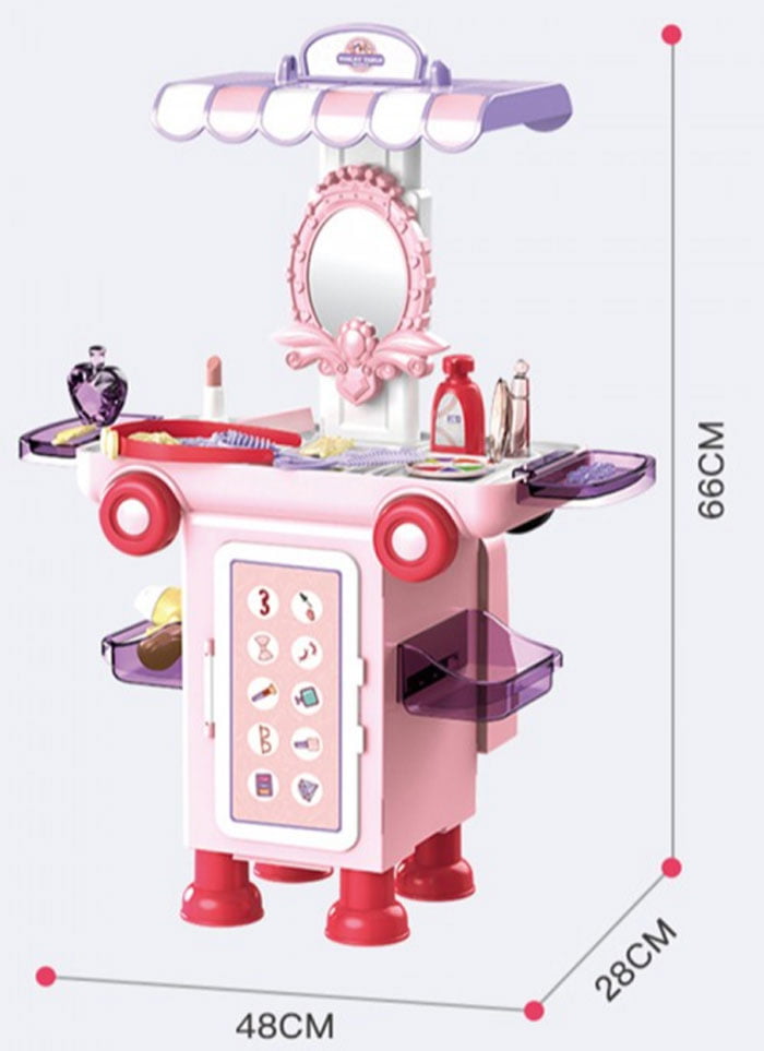 2 In 1 Pretend Play House Toilet Table Mobile Makeup Beauty Cartoon Bus