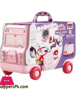 2 IN 1 Pretend Play House Toilet Table Mobile Makeup Beauty Cartoon Bus