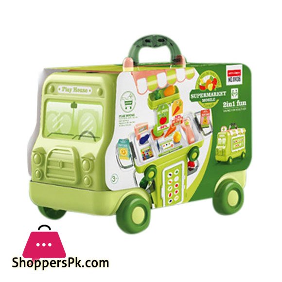 Buy 2 IN 1 Pretend Play House Super Market 37 Pcs Cartoon Bus at Best Price  in Pakistan