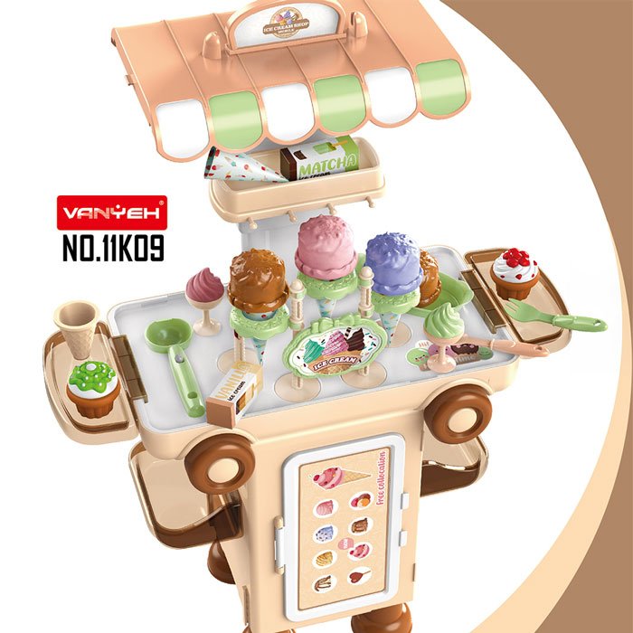 2 In 1 Pretend Play Ice Cream Shop 51 Pcs Cartoon Bus