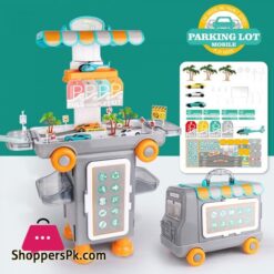 2 IN 1 Pretend Play Parking Lot Mobile 47 Pcs Cartoon Bus