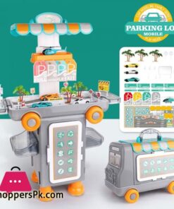 2 IN 1 Pretend Play Parking Lot Mobile 47 Pcs Cartoon Bus