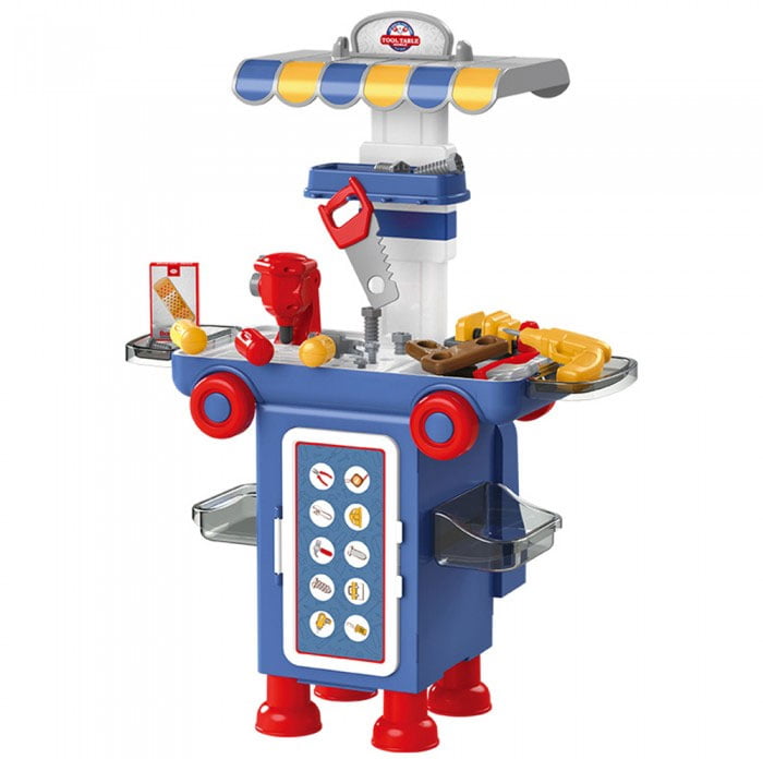 2 In 1 Pretend Play Tool Table Mobile 40 Pcs Cartoon Bus