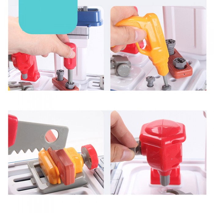 2 In 1 Pretend Play Tool Table Mobile 40 Pcs Cartoon Bus