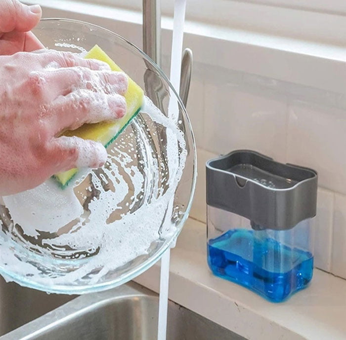 2-In-1 Sponge Rack Soap Dispenser And Sponge Caddy