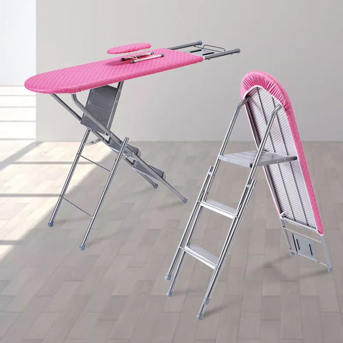 2 In 1 Aluminum Folding Ironing Table/Board With Step Ladder