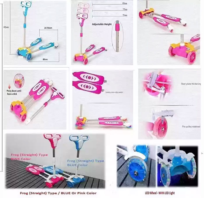 4 Wheels Kids Kick Scooter With Light Music