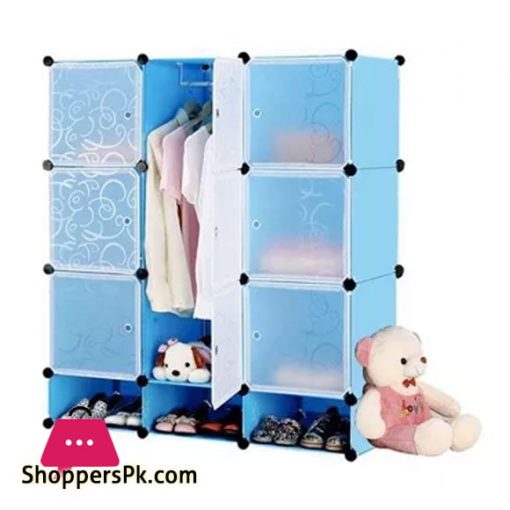 9 Cubes Cabinet Multipurpose Storage with Shoe Rack Blue