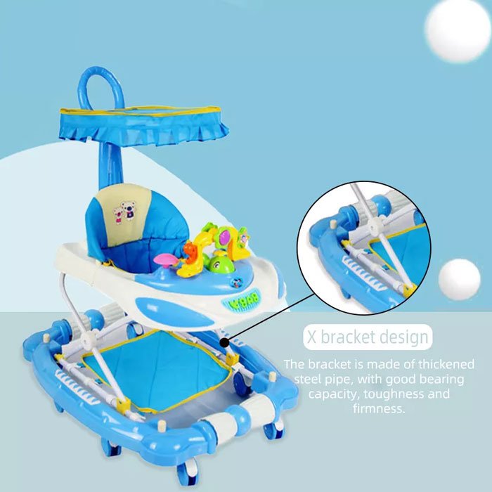 Baby Multi-function Musical Walkers with Push Handle and Umbrella Hood Prevention of O-legs Baby Walker with Floor Mat - 669
