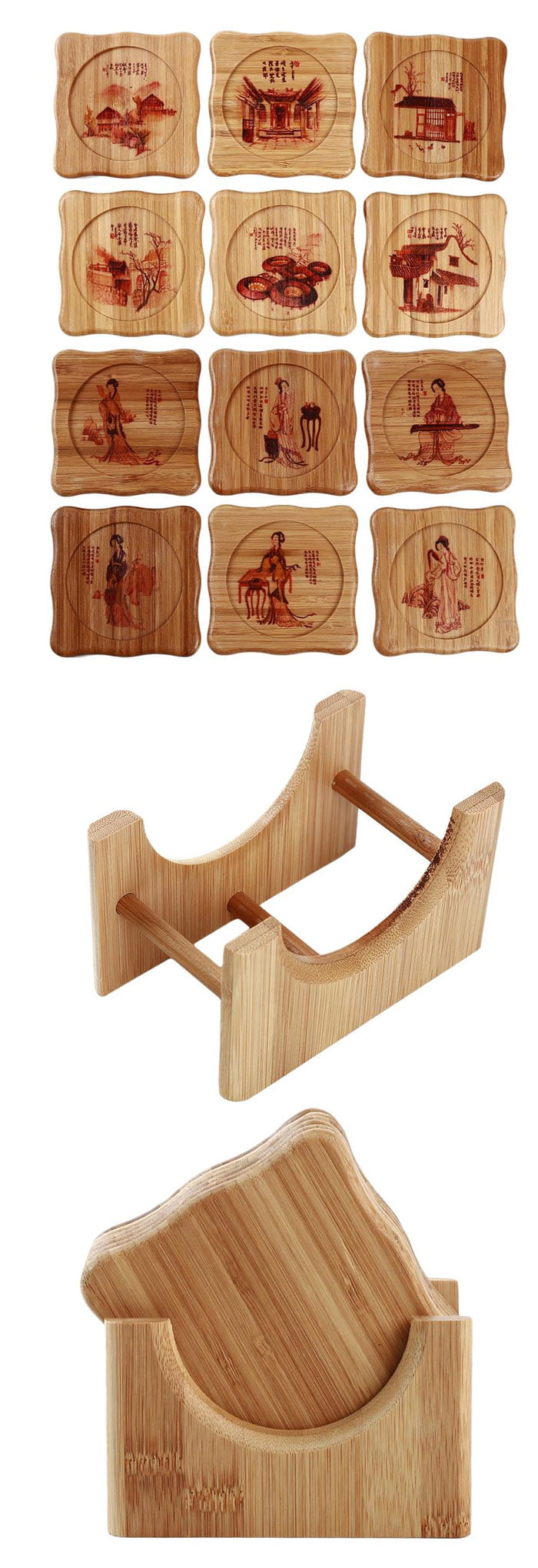 Bamboo Drink Coasters Tea Coffee Cup Mat Table Decor Heat Insulation Holder