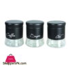 Glass Canisters Set 3 Pcs Coffee Tea And Sugar