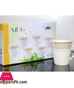 Imperial Collection Tea Cup Gold Print Embossed ( Set of 6 )
