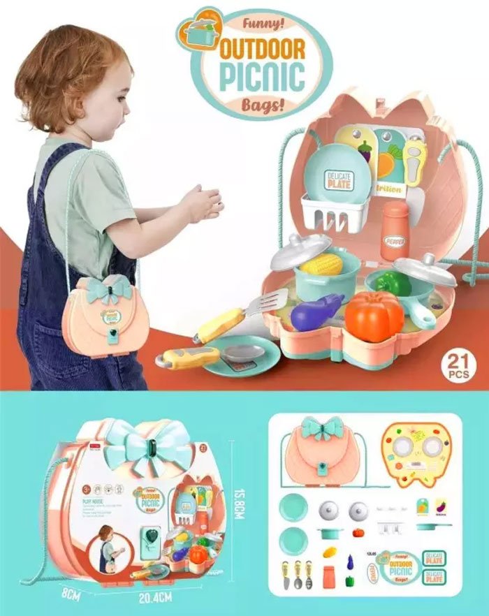 Kids Shoulder Bag Play Set Funny Outdoor Picnic Bag