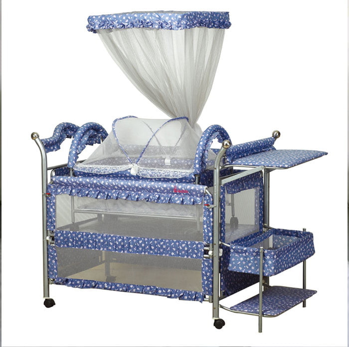 Multifunctional Crib European-Style Play Bed Children's Bed BB Wrought Iron Bed Baby Bed Cradle Bed with Mosquito Net Storage Rack - 9322