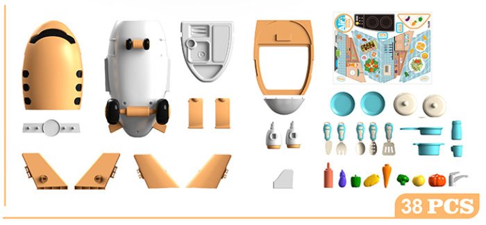 Pretend Play Kids Airplane 2 In 1 Kids Toys Air Gourmet Kitchen 38 Pcs Play Set