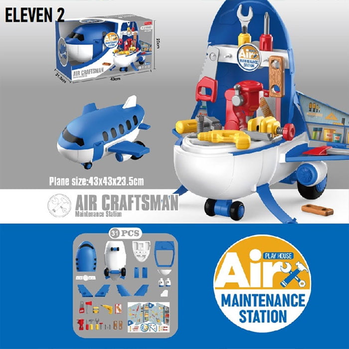 Pretend Play Kids Airplane 2 In 1 Kids Toys Air Maintenance Tool Set 31 Play Set