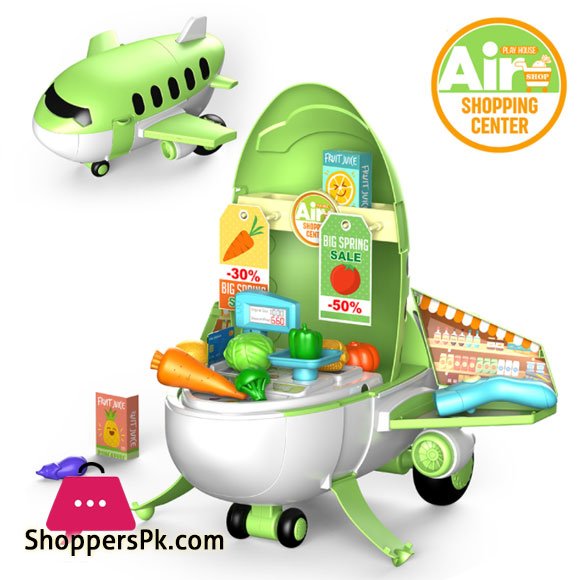Pretend Play Kids Airplane 2 in 1 Kids Toys Air Shopping Center 32 Pcs Play Set