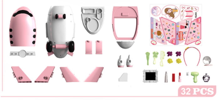 Pretend Play Kids Airplane 2 In 1 Kids Toys Makeup Beautician 32 Pcs Play Set