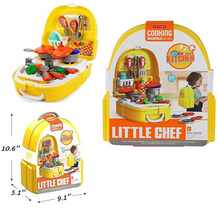 Pretend Play Kids Little Chef Play Set Backpack