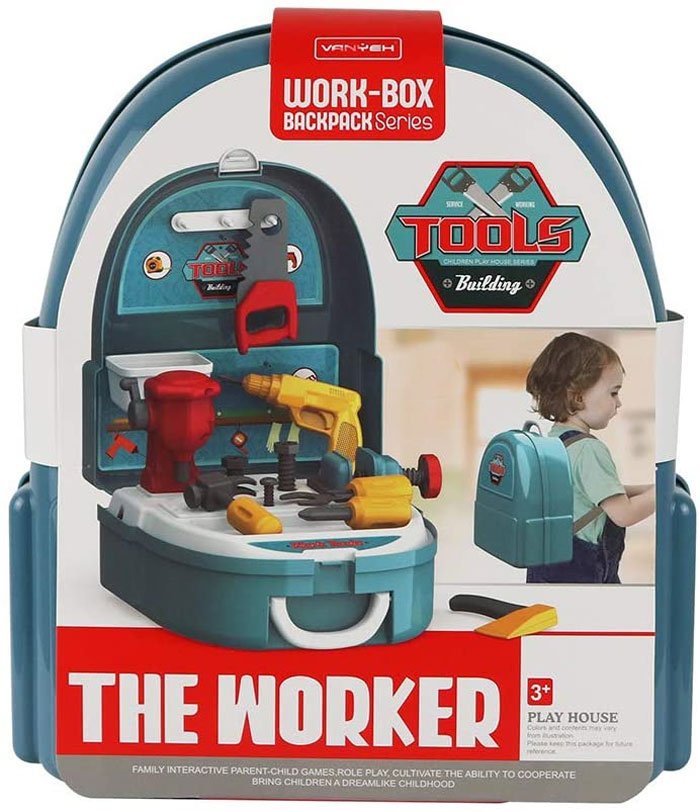 Pretend Play Kids Little Worker Tool Play Set Backpack