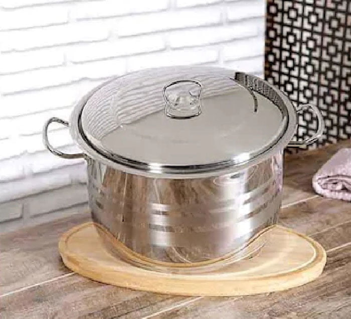 Saflon Safinox Flavia Stainless Steel Deep Cooking Pot + Steel Lid Induction Ready And Dishwasher Safe - 24 Cm