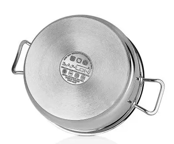 Saflon Safinox Flavia Stainless Steel Karai With Steel Lid 7 Liter Induction Ready And Dishwasher Safe - 30Cm