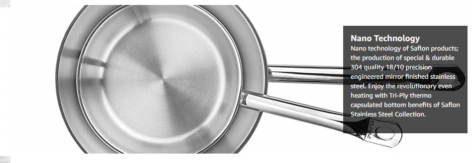 Saflon Safinox Flavia Stainless Steel Sauce Pan 0.75 Liter Induction Ready And Dishwasher Safe - 12Cm