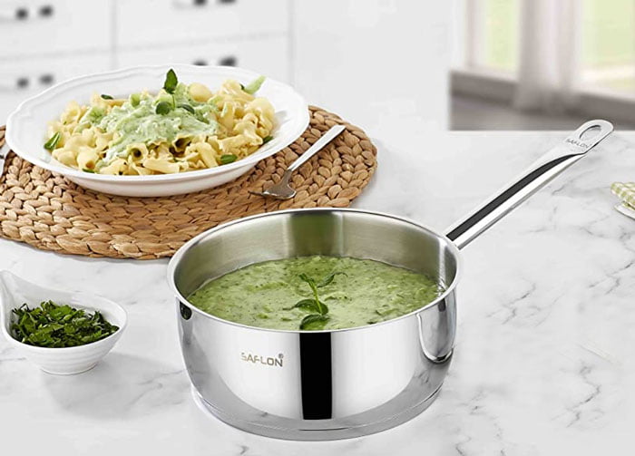 Saflon Safinox Flavia Stainless Steel Sauce Pan 0.75 Liter Induction Ready And Dishwasher Safe - 12Cm