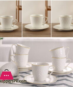 Solecasa 6 Cup and 6 Saucer God Line with Embossed