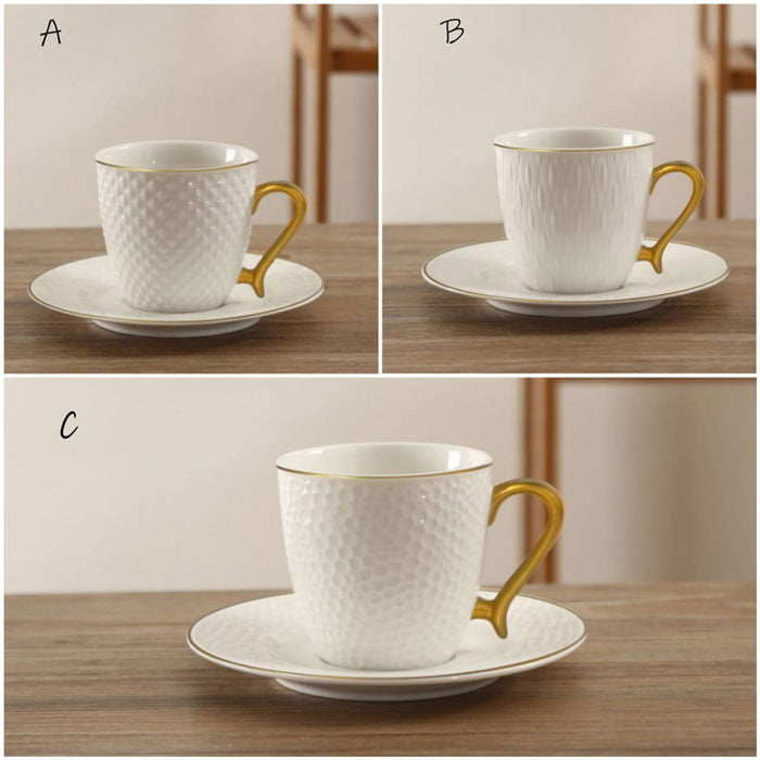 Solecasa 6 Cup and 6 Saucer Mat Gold with Embossed
