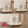 Solecasa 6 Cup and 6 Saucer Mat Gold with Embossed