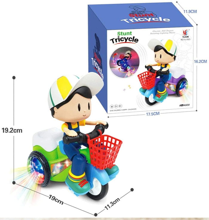 Stunt Electric Tricycle Toy Car Lighting Effect 360 ° Rotating